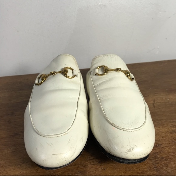 Gucci Women's Princetown White Leather Slipper 8 US 38 EU Italy Authentic - Picture 2 of 12